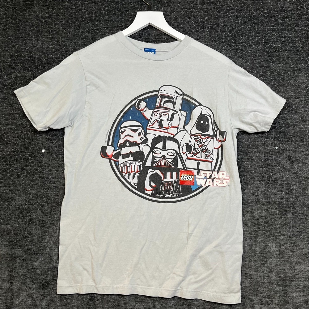 Star Wars LEGO Graphic T-Shirt Mens M Gray Good Darth Vader Boba Fett Crewneck